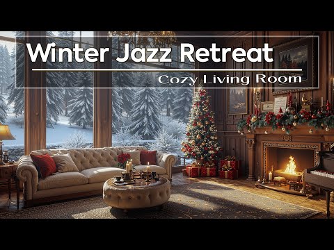 Winter Jazz Retreat ~ Relax with Cozy Living Room with Christmas Charm and Forest View 🧣☕