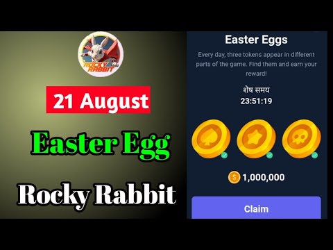 21 August Rocky Rabbit Easter Egg | 1m coin combo| Rocky rabbit Easter egg today | Easter egg |