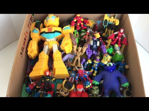 Box of Toys Marvel Super Heroes Adventures Action Figures Transformers Power Rangers Minecraft