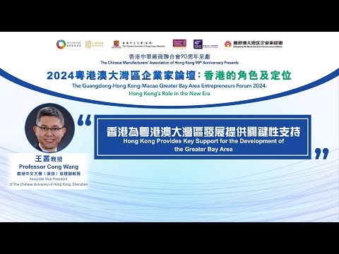 【2024 粵港澳大灣區企業家論壇：香港的角色及定位】【王叢：香港為粵港澳大灣區發展提供關鍵性支持】