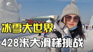 哈尔滨冰雪大世界，最长冰滑梯428米太刺激，180元门票值吗？【小灵浪啊浪】