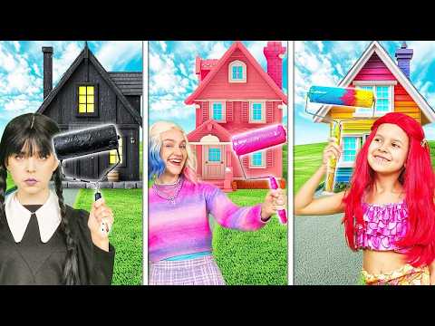 One Colored House Challenge! *Crazy Art Hacks, Awesome Gadgets*