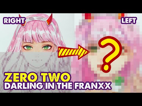 LEFT-HANDED CHALLENGE - Drawing  Zero Two from Darling in the Franxx | Huta Chan