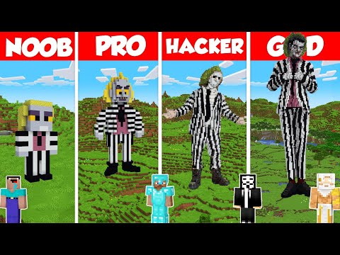 Beetlejuice Statue Build Battle Challenge - Noob vs Pro vs Hacker vs God - Minecraft Animation