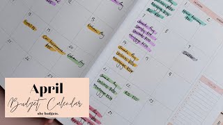 Budget With Me | April Budget Calendar | The Budget Planner | She Budgets