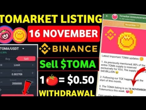 Tomarket Listing on Binance | Tomarket Listing Date | Tomarket Price | Tomarket New Updates#tomarkat