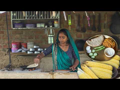 Village Traditional Lifestyle | Makai Nu Shaak | Lunch Food In Village