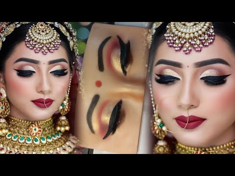 Step -by - Step INDIAN / ASIAN BRIDAL EYE MAKEUP TUTORIAL | Bridal Makeup Tutorial for Beginners |