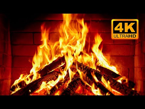 FIREPLACE 4K 🔥 Fireplace video with Burning Logs & Fire Sounds. Christmas Fireplace