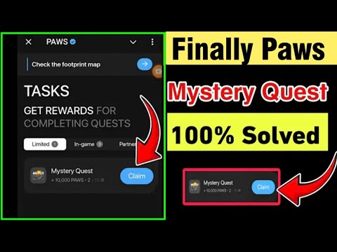 Paws New Task Mystery Quest | How To Solve Mystery Quest Paws Task | Paws Airdrop Mystery Quest ✅