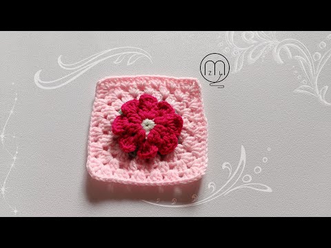 鉤針祖母格花片分享 (3) 立體花片 Crochet Granny Square  (中文字幕)