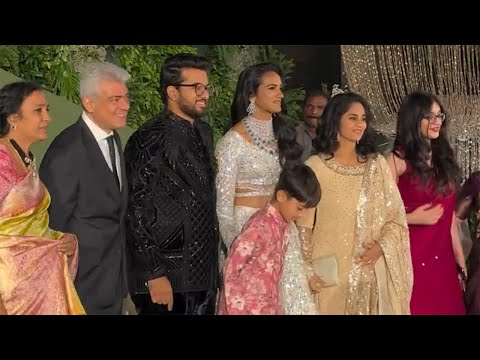 Thala #Ajithkumar  wih Family at PVsindhu Wedding Reception| #ajithkumar | Filmyfocus.com