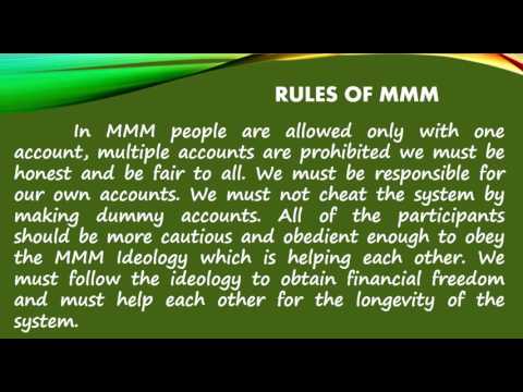 MMM IDEOLOGY, HOW IT WORKS, RULES AND BENEFITS by NORIEFE R  TAHAMIN