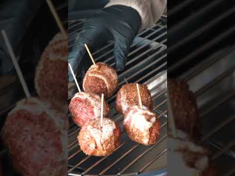 Moink Balls aka Stuffed Bacon Wrapped Meatballs - BBQ Appetizer #shorts