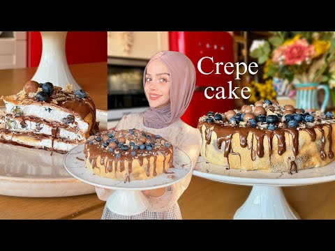 كريب كيك بأسهل طريقة وبدون فرن🍰 crepe cake- no oven, anyone can make!😍