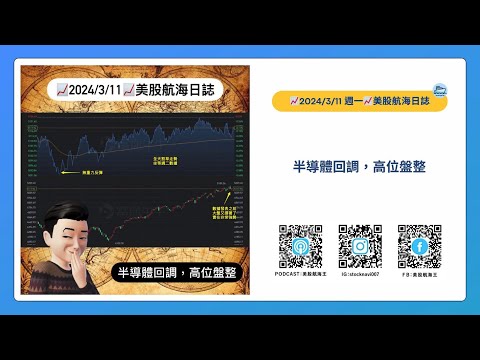 📈2024/3/11週一📈半導體回調，高位盤整｜美股航海日誌+新聞導讀｜每日更新