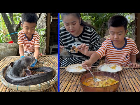 Giant Catfish cooking with Country style - Chef Seyhak