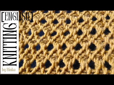 [English] An original model of a knitting pattern with a diamond-shaped texture. How to knit.