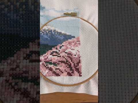 クロスステッチ刺繍 桜と富士山＃オリムパスししゅうキット #クロスステッチ #crossstitch