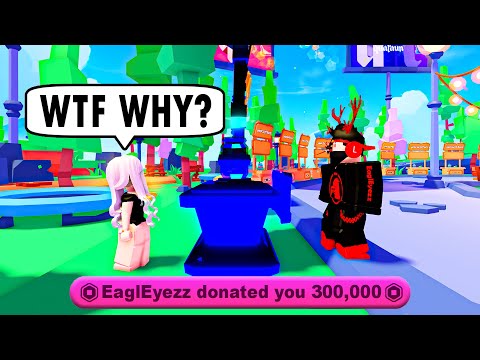 I Gave $300,000 Robux to A Random Stranger in Pls Donate