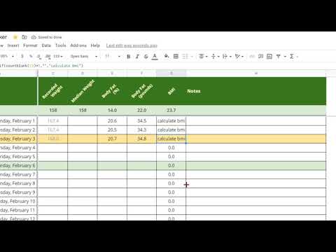 Add a BMI Calculation with IF Function to a Weight Tracking Spreadsheet