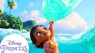 Baby Moana Meets the Ocean | Disney Princess