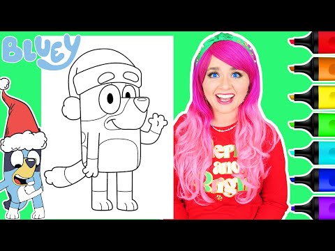 Coloring Bluey Christmas Santa Hat Coloring Page | Ohuhu Art Markers