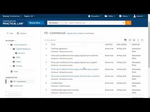 Practical Law – Using & Sharing Folders