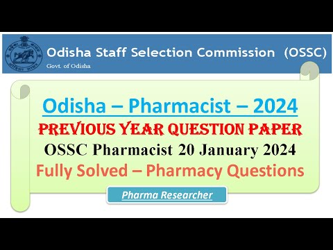 Odisha Pharmacist Previous year question paper 2024 OSSSC pharmacist #pharmacist #osssc