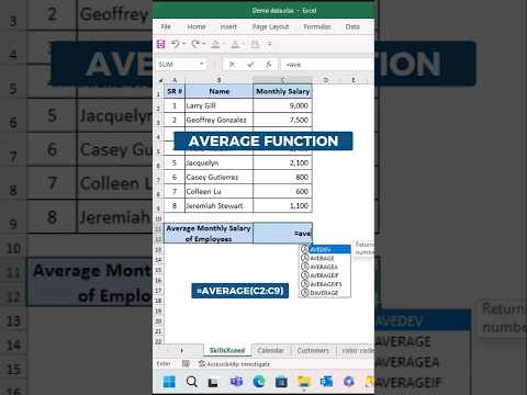 Average Function In Excel #excel #excelformula #learnexcel