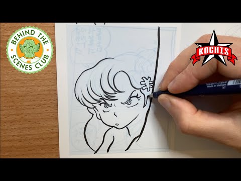 Jason Kochis inking a Rumiko Takahashi drawing #inkingmanga