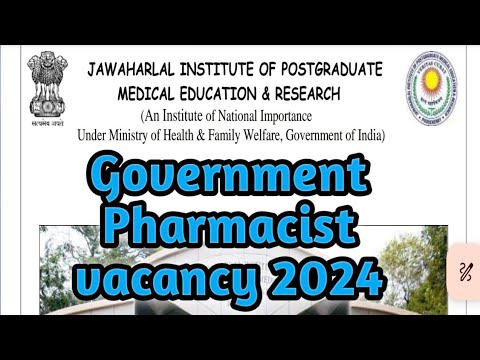 government Pharmacist vacancy 2024