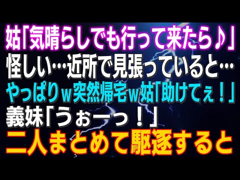 【スカッとする話】姑「気晴らしでも行って来たら♪」怪しい…近所で見張っているとｗやっぱり…突然帰宅ｗ姑「助けてぇ！」義妹「うぉーっ！」二人まとめて駆逐すると