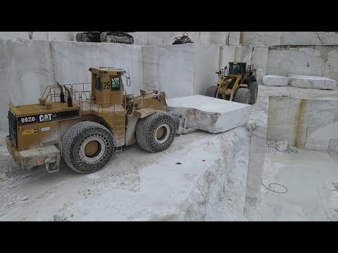 Huge Wheel Loaders Working For More Than 3 Hours On Marble Quarries - Mega Machines Movies - 4K