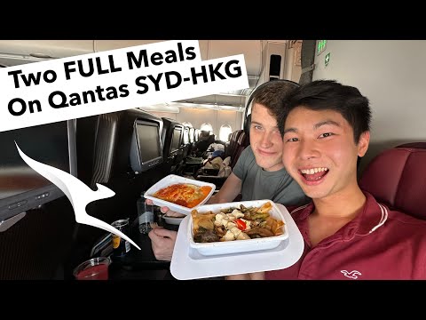 QANTAS Serve So MUCH FOOD! (A380 Economy Class to Hong Kong)