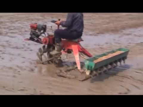 Single-wheel rice machine is a sowing machine  direct planting soaked rice seeds into paddy field.