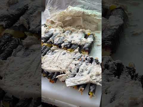 Popular korean fried fish cake kimbap - Korean street food