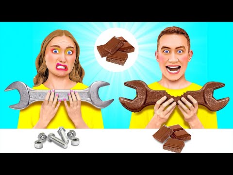 Real Food vs Chocolate Food Challenge | Eating Only Sweet 24 Hours by Rocketmons!