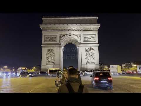 Arc de triomphe wrapped, 包裹凯旋门，纪念一战结束活动，凯旋门上看巴黎夜景