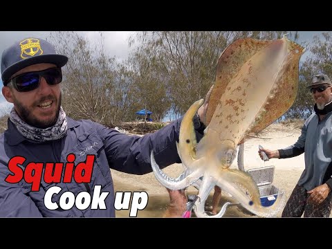 SMALL BOAT = BIG ADVENTURE part 2 - Catching Squid off Fraser Island and cooking it up!