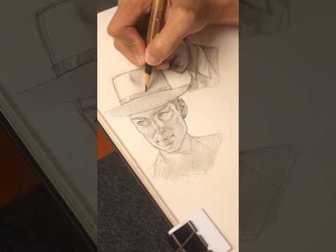 I sketch Oppenheimer in my artstyle ( ASMR ) #shorts