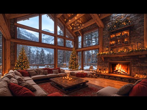 Crackling Fireplace Sounds with Relaxing Christmas Jazz Instrumental Music 🎄 Warm Christmas Ambience