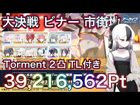 【#ブルアカ】大決戦 ビナー 市街地 Torment 2凸 39,216,562Pt TL付きTA用 重装甲 貫通 ずんだもん音声字幕解説 biimシステム 【ブルーアーカイブ】