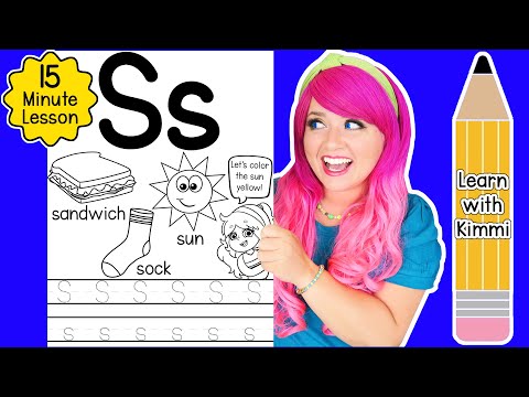 Letter S Color & Trace Worksheet Lesson and Tutorial | Learn with Kimmi The Clown ABC Coloring Book