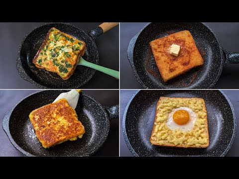 4 Breakfast Ideas With Just Eggs & Bread! 5 Minutes Simple Recipes! Delicious & Healthy Food.