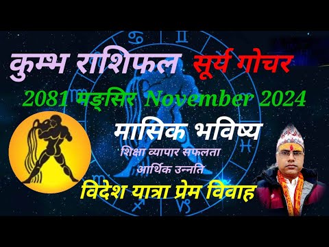 कुम्भ राशिफल 2081 मङ्सिर । सूर्य गोचर । Kumbha Rashifal 2024 November । Surya gochar । कुम्भराशि