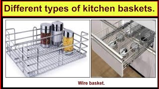 Different types of kitchen baskets./Modular kitchen baskets./Modular kitchen cabinet types.