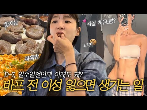 바프 일주일 전D-7이성을 잃으면 생기는 일/ 바프 도전 실패?!!/ 갓생 살기 도전/ 생전 처음 치골을 맛보게 된 나/ hot 눈바디 모음집/ 위스키에 빠져버린 나/ 술고래