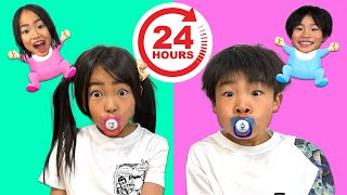 【寸劇】かえであーたんが赤ちゃんにチャレンジ！　Kaede and Ahtan 24 Hour Baby Challenge and Other Fun Challenges for Kids