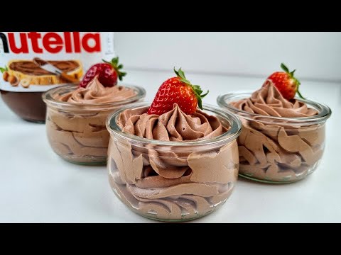 Creamy Nutella mousse in 5 minutes - No eggs, no bake Nutella dessert